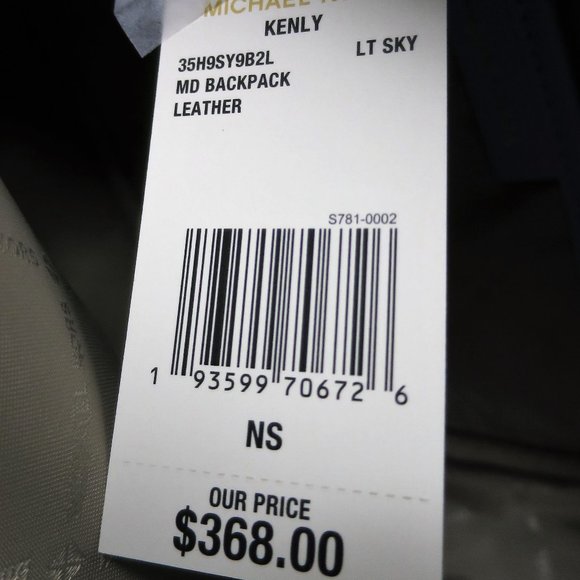 Michael Kors Kenly Medium Studded Leather Backpack Blue NWT - Picture 12 of 13